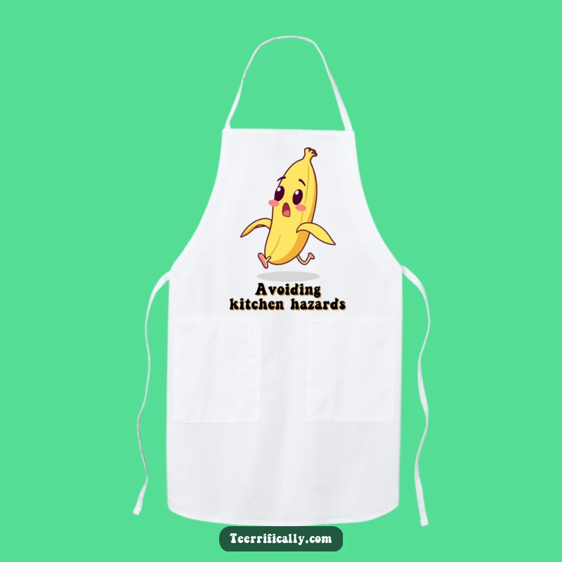 Funny Banana Running from Peel Apron - Kitchen Chaos Guaranteed