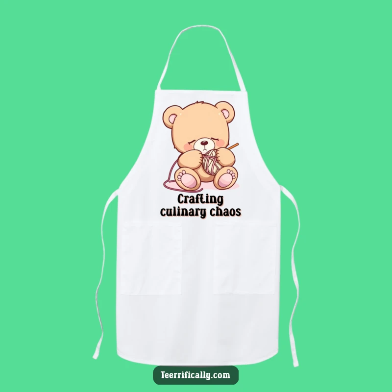 Funny Sleepy Bear Knitting Apron: Cook and Craft with Adorable Humor
