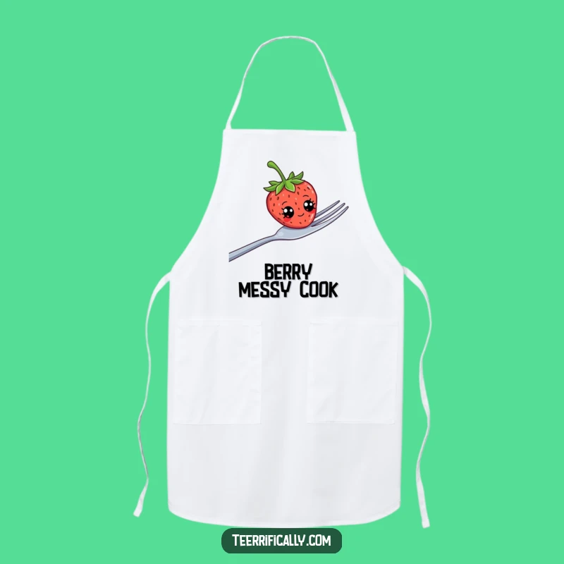 Funny Strawberry Googly Eyes Apron - Hilarious Cooking Fruit Art