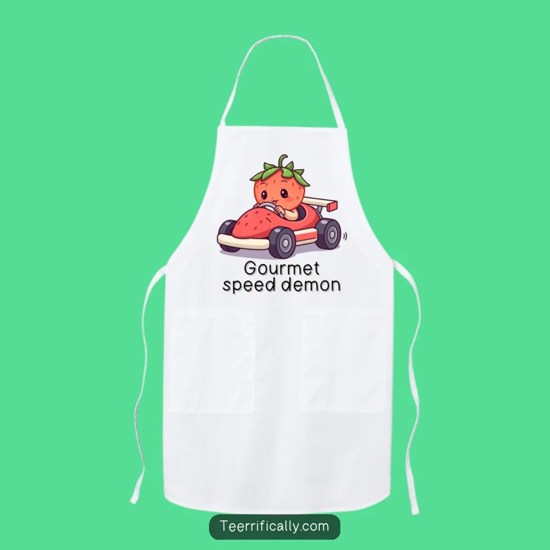 Funny Strawberry Race Car Apron: Cook Up Laughs in This Berry Driving Gear!