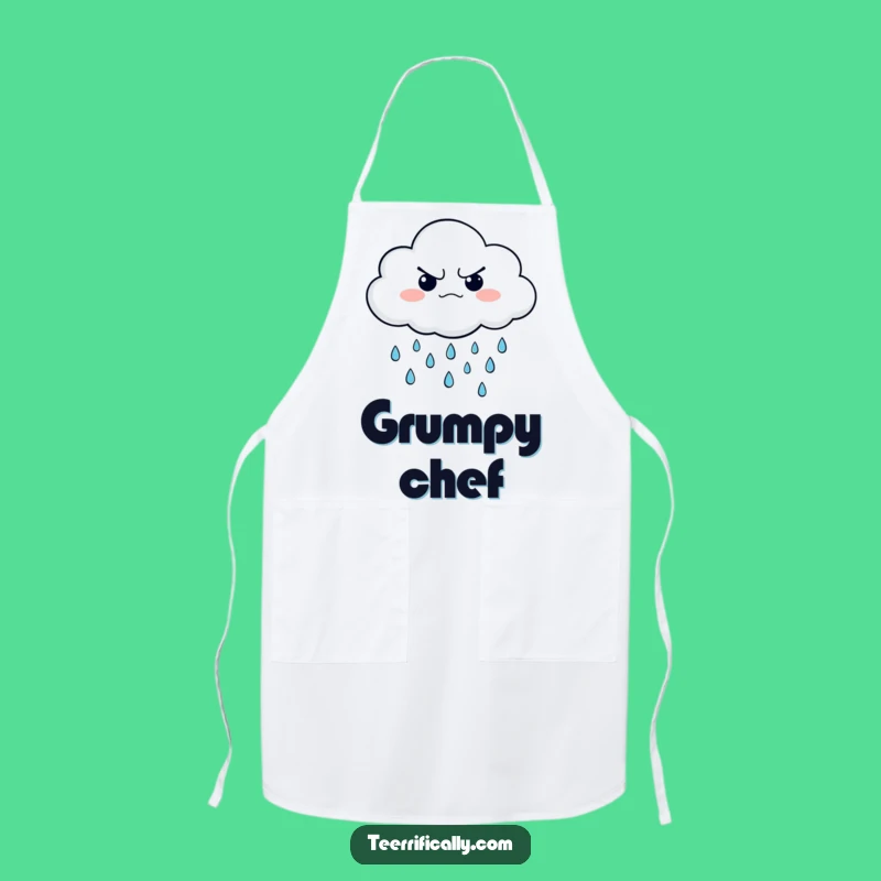 Funny Grumpy Cloud Apron - Kitchen Raining Happy Drops, Contrasting Humor, Chef Gift