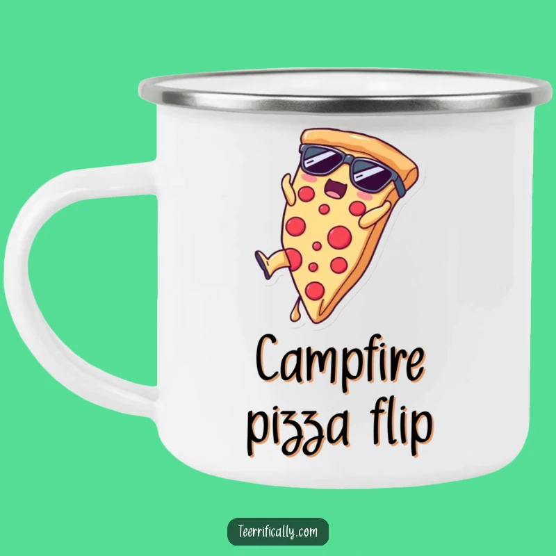 Funny Pizza Somersault Camping Mug: Outdoor Hilarious Gift