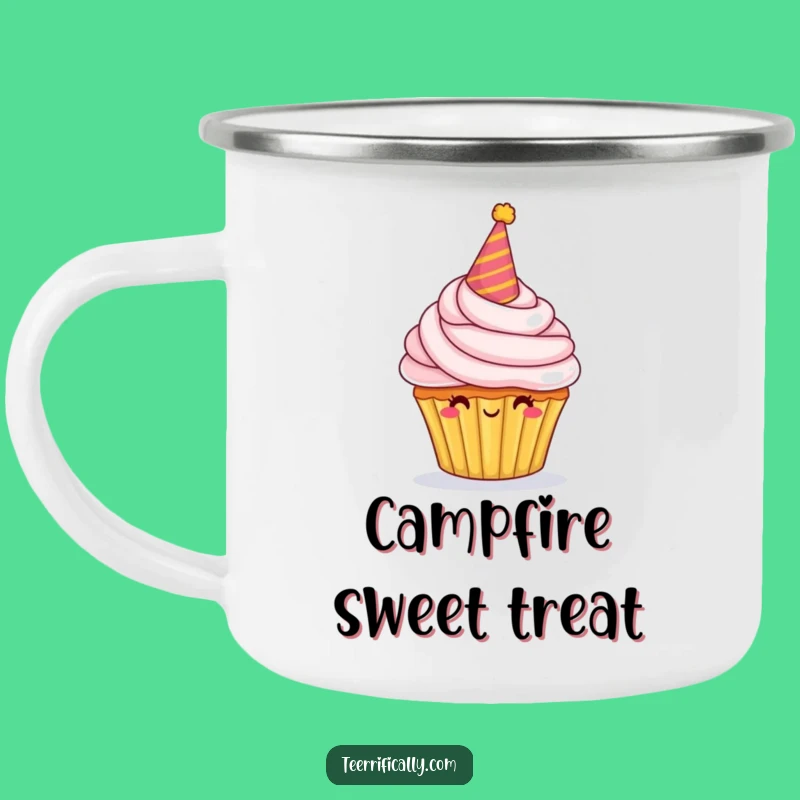 Funny Cupcake Camping Mug: Festive Character Mug for Sweet Outdoor Moments