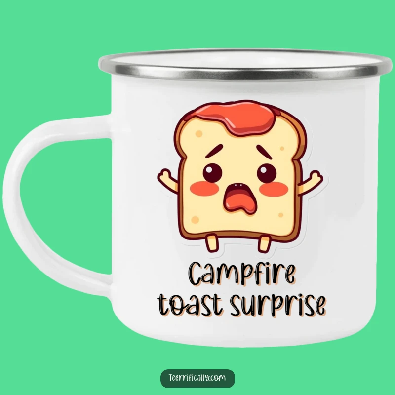 Funny Bewildered Toast Camping Mug: Breakfast Humor for Outdoor Adventures