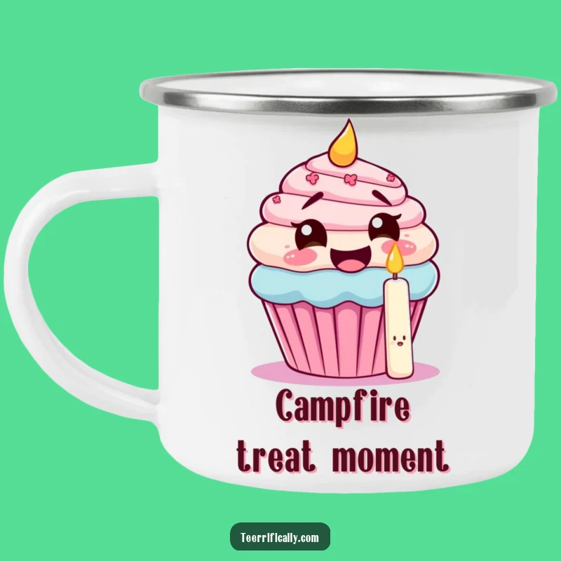 Funny Cupcake Candle Camping Mug: Birthday Brew Humor, Hilarious Gift
