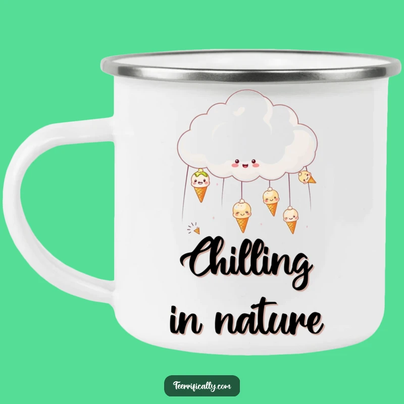 Funny Ice Cream Cloud Camping Mug - Cheerful Outdoor Treat Drinkware