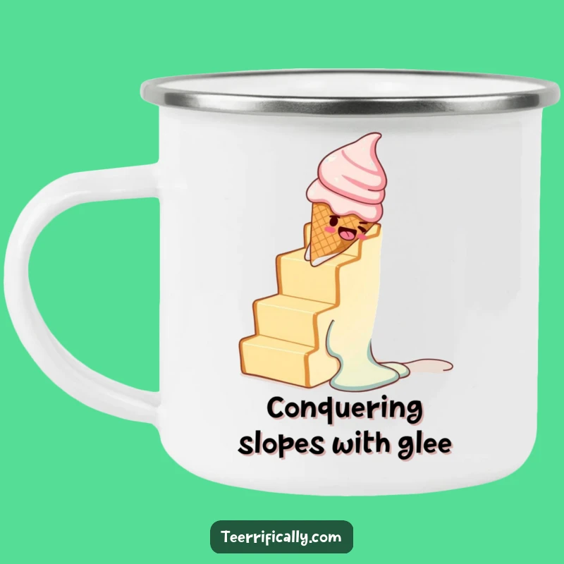 Funny Melting Ice Cream Toast Staircase Camping Mug - Outdoor Laughs Gift