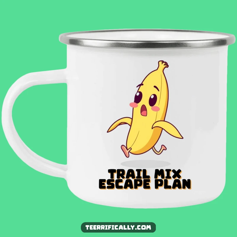 Durable Funny Banana Running from Peel Camping Mug - Outdoor Chuckles
