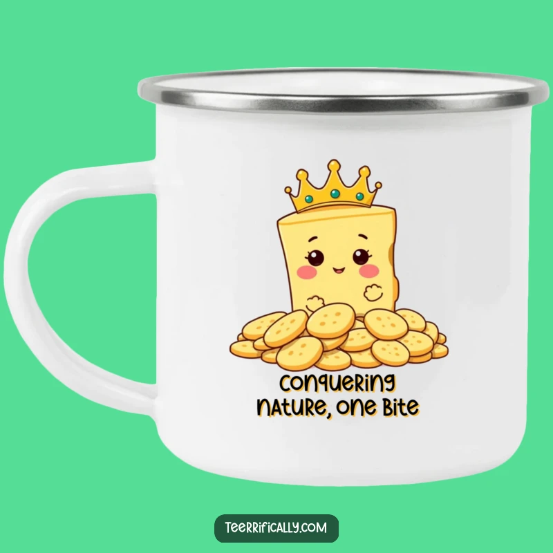 Funny Cheese King Crown Camping Mug - Regal Outdoor Sips Gift