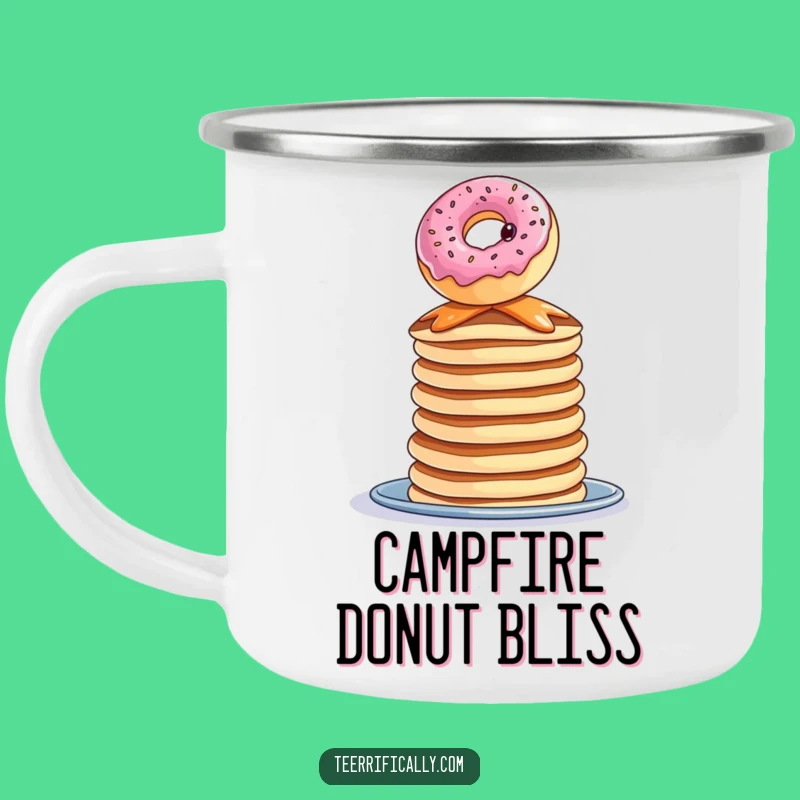 Funny Donut Pancake Camping Mug: Breakfast Adventure, Ideal Funny Gift