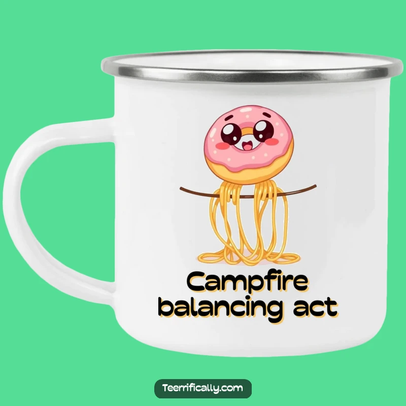 Funny Donut Spaghetti Camping Mug: Durable and Hilarious Gear for Dessert Adventures