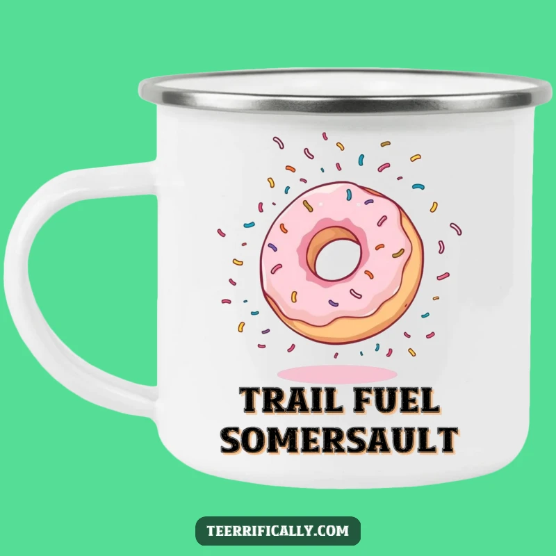 Funny Donut Sprinkle Camping Mug: Adventure Fuel, Perfect Funny Gift for Trail Mix Lovers!