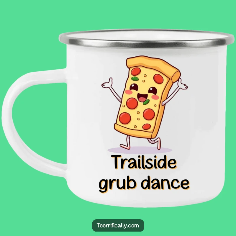 Funny Pizza Campfire Mug: Hilarious Cartoon for Joyful Outdoor Feasts
