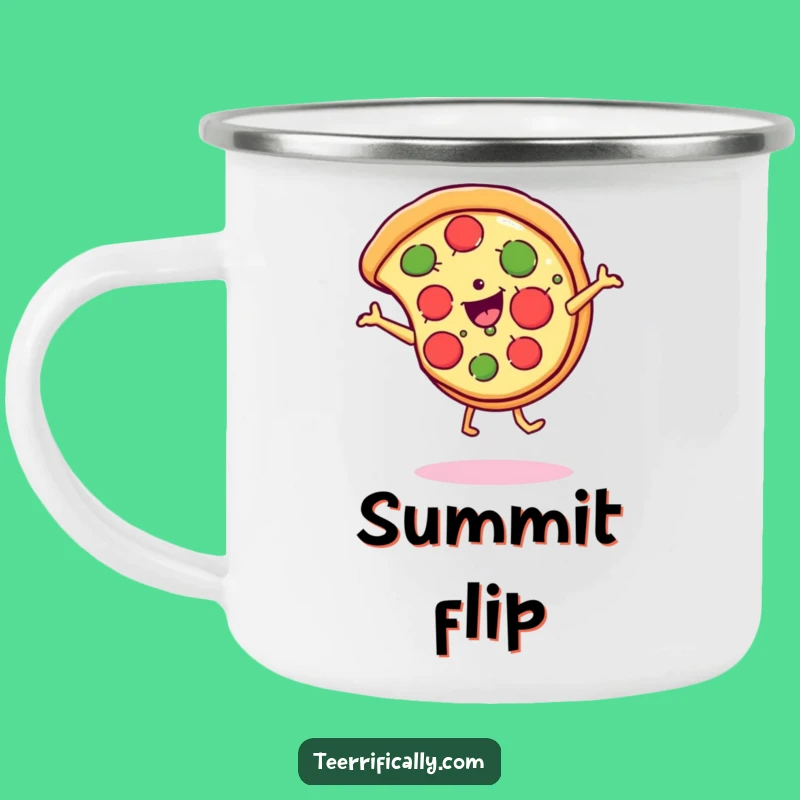 Funny Pizza Cartwheel Camping Mug - Adventure Fuelled by Laughter