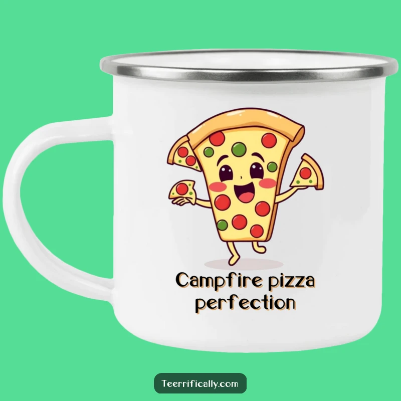 Funny Pizza Pepperoni Juggling Camping Mug: Hilarious Outdoor Companion for Your Drink