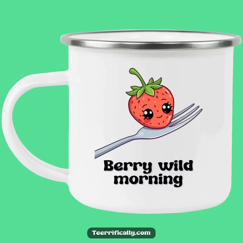 Funny Strawberry Googly Eyes Camping Mug - Outdoor Comical Fruit Art