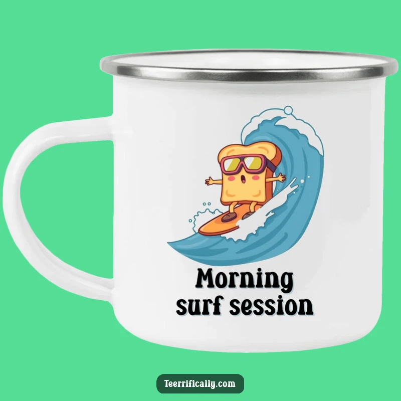 Funny Toast Surfing Camping Mug: Durable and Hilarious Gear for Breakfast Adventures