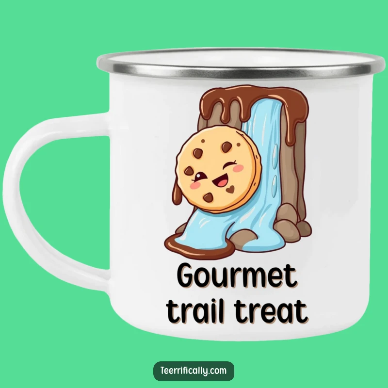 Funny Cookie Chocolate Waterfall Camping Mug: Adventure Fuel, Perfect Funny Gift for Outdoors!