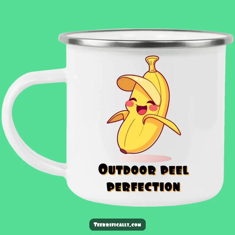 Funny Banana Peeling Camping Mug - Enamel Outdoor Humor Gift