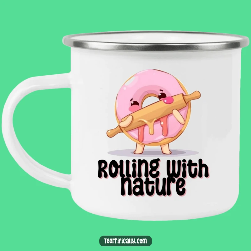 Funny Donut Rolling Pin Camping Mug: Baker's Brew Humor, Hilarious Gift