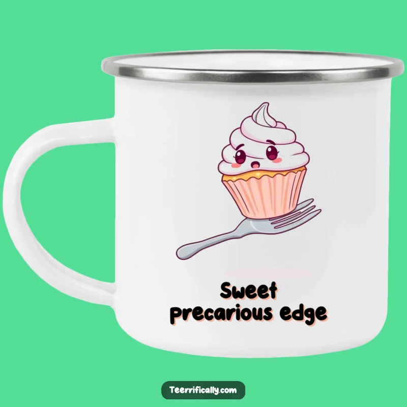 Funny Cupcake Balancing Act Camping Mug - Hilarious Outdoor Adventure Drinkware