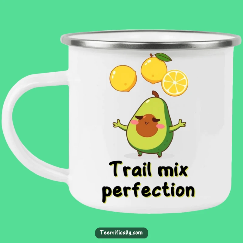 Funny Avocado Lemon Juggling Camping Mug - Outdoor Determination