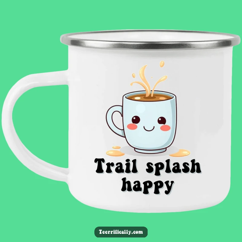 Durable Funny Latte Spill Smiley Face Camping Mug - Adventure Cheer Gift