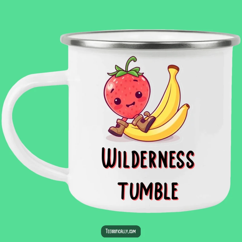 Funny Strawberry Enamel Mug: Adventure-Ready Slip for Campers