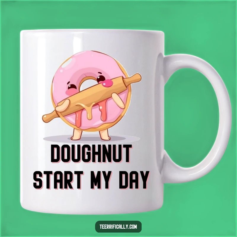 Funny Donut Hugging Rolling Pin Mug: Clumsy Baker, Hilarious Gift Idea