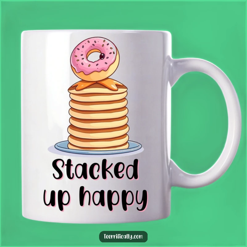 Funny Donut Pancake Mug: Precarious Balance, Sweet Breakfast Humor, Perfect Funny Gift