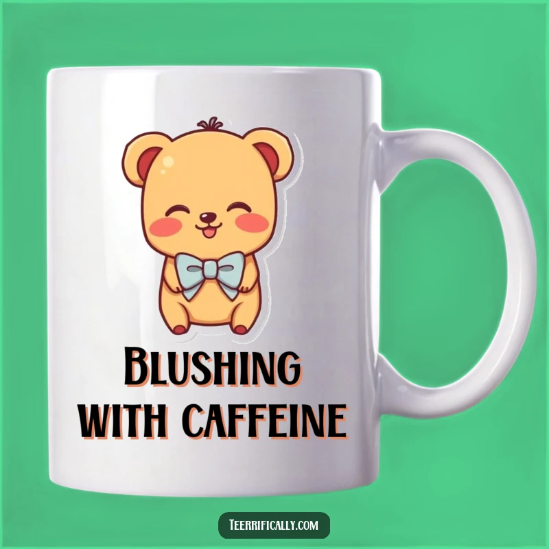 Funny Shy Hot Dog Mug - Adorable Character with Bowtie Blushing, Perfect Gift