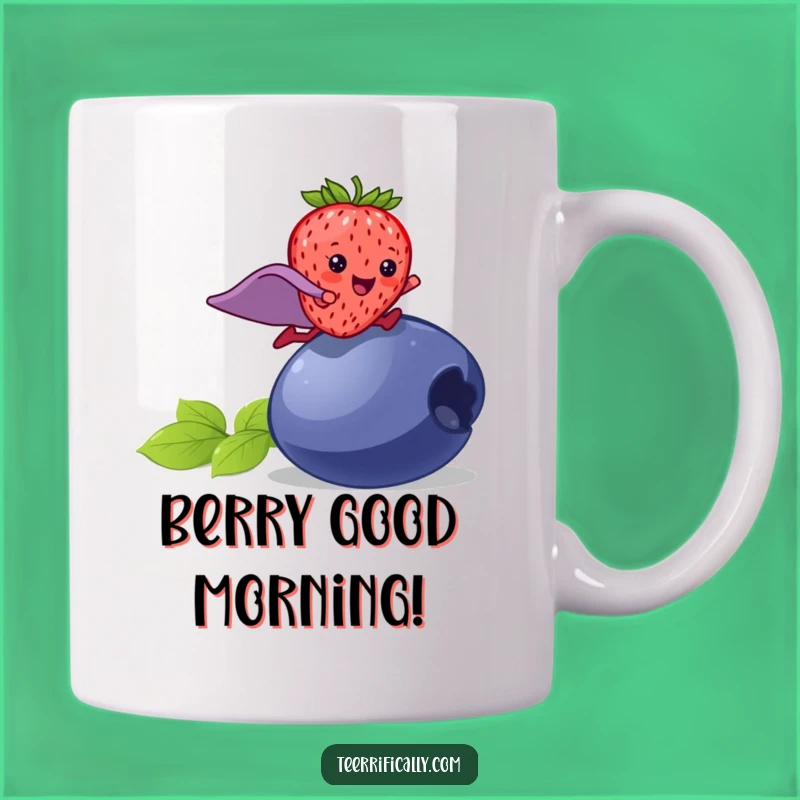 Funny Strawberry Superhero Mug: Leaping Berry Power, Perfect Funny Gift