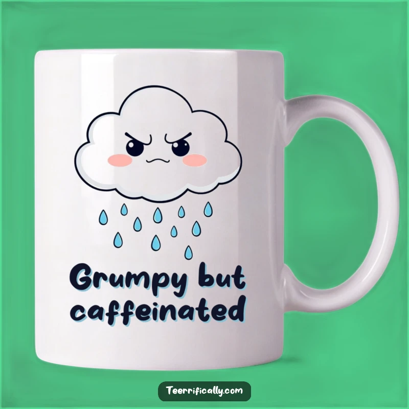 Funny Grumpy Cloud Mug - Raining Happy Drops, Contrasting Humor, Perfect Gift