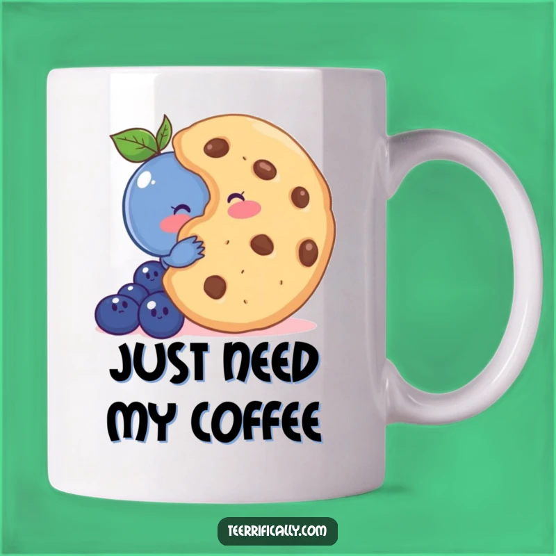 Funny Shy Blueberry Mug - Adorable Dessert Hiding Design, Perfect Cute Funny Gift