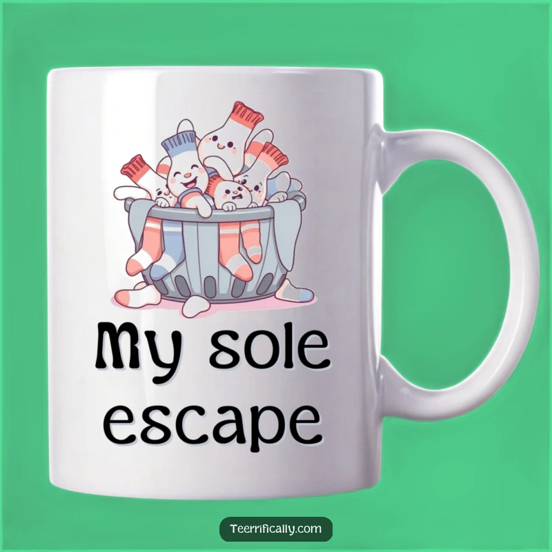 Funny Laundry Socks Mug: Giggling Escapees Design, Perfect Humorous Gift