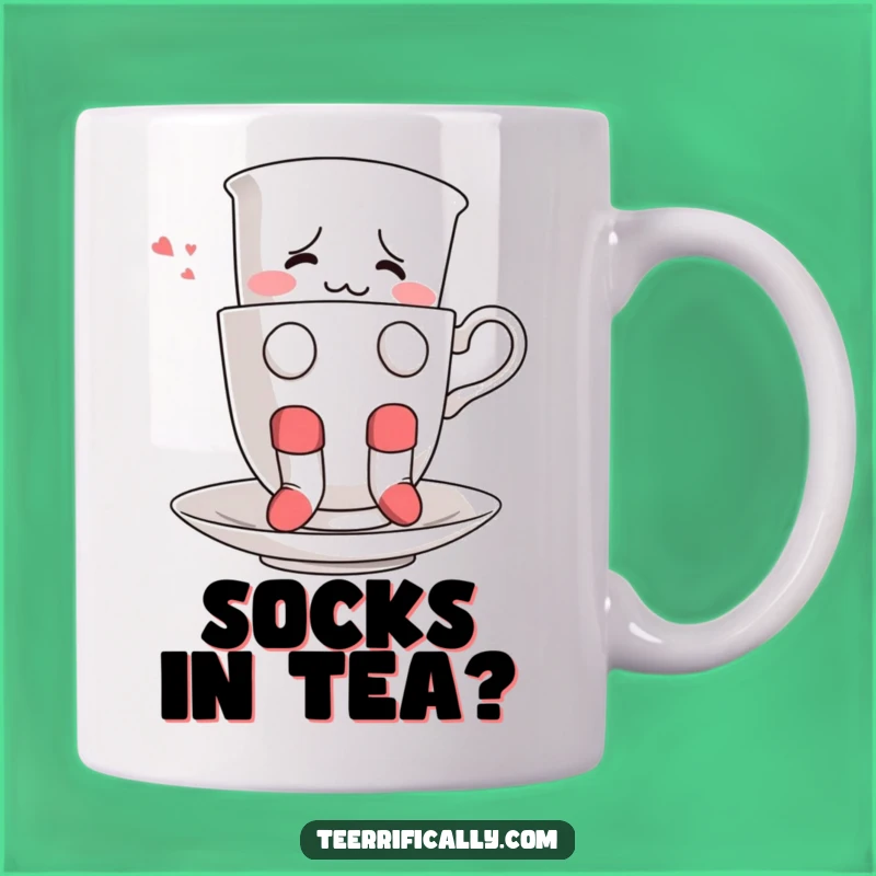 Funny Confused Teacup Mug: Sock Trouble Brewing, Perfect Funny Gift for Tea Lovers!