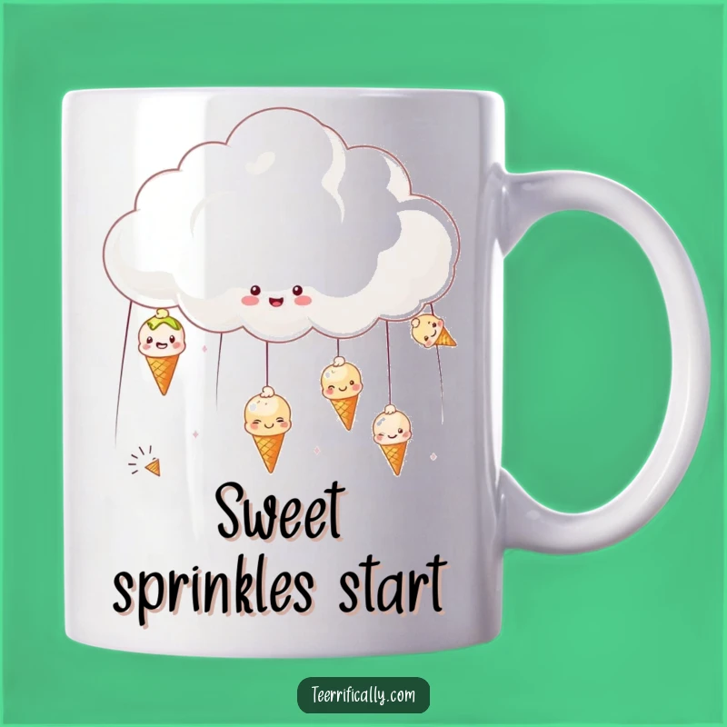 Funny Cloud Ice Cream Rain Mug - Cheerful Sweet Treat Humor Gift for Joyful Mornings