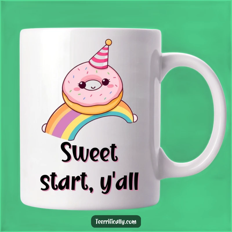 Funny Donut Rainbow Party Mug - Sweet Treat Humor, Perfect Gift
