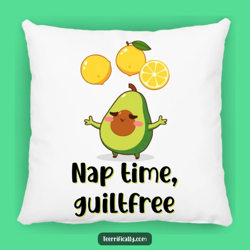 Funny Avocado Lemon Juggling Pillow - Cozy Determined Accent