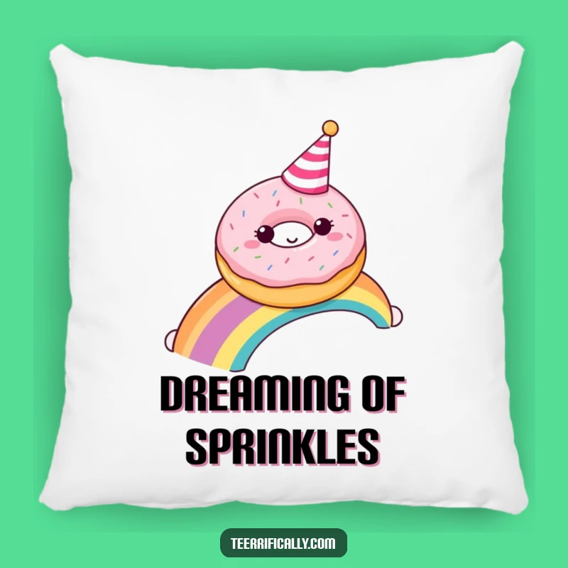 Funny Donut Rainbow Party Pillow - Cozy Sweet Treat Accent