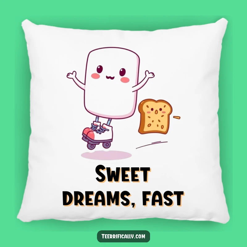 Funny Marshmallow Roller Skater Pillow - Cozy up with Breakfast Buffoonery!