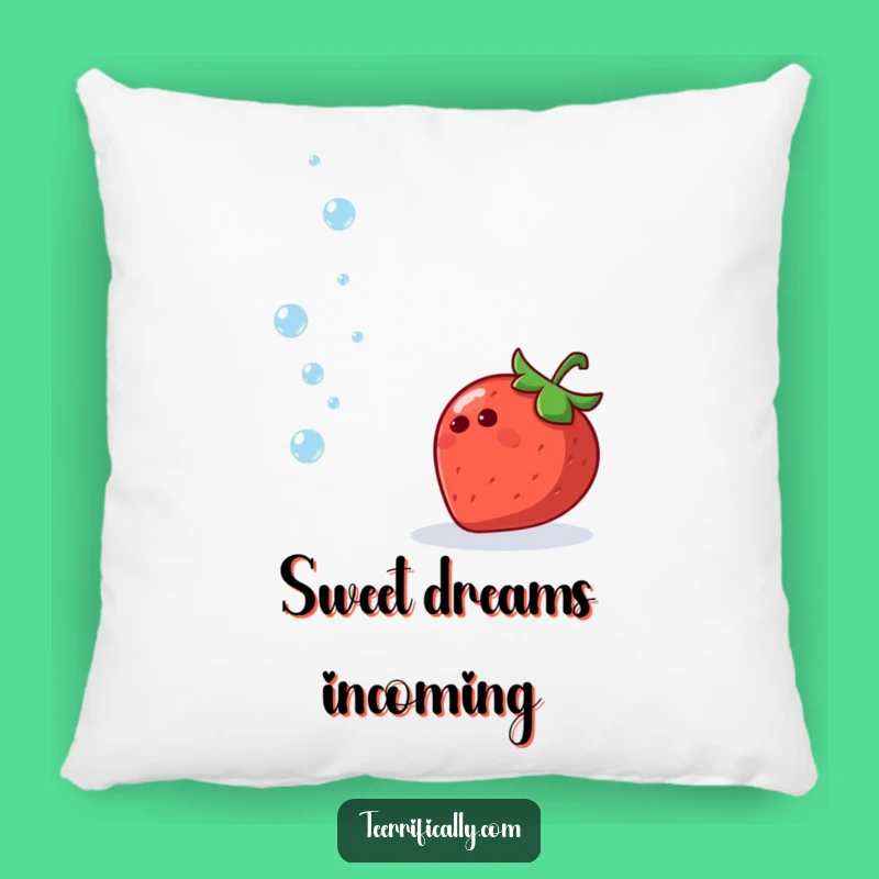 Funny Pillow: Strawberry's Water Juggling, Cozy Fruit Decor, Hilarious Gift