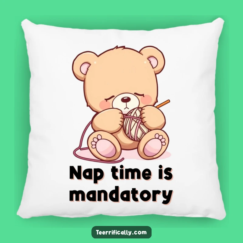 Funny Sleepy Bear Knitting Throw Pillow: Add Comfort and Cute Humor to Your Home