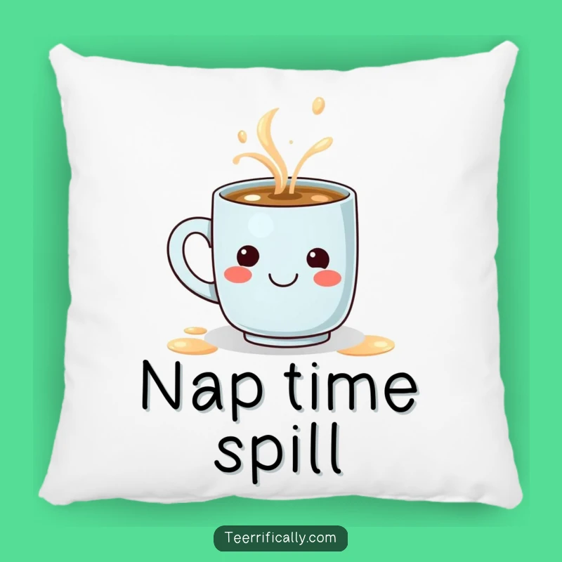 Cozy Funny Latte Spill Smiley Face Pillow - Snuggle Up Gift