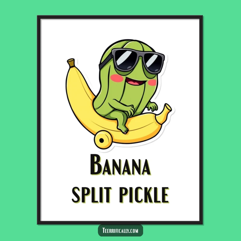 Funny Pickle Banana Digital Art: Cool Ride, Instant Humorous Gift