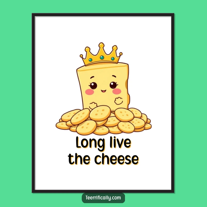 Funny Cheese King Crown Digital Art - Instant Regal Decor Gift