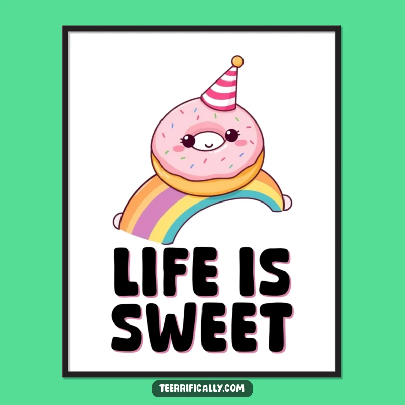 Funny Donut Rainbow Party Digital Print - Sweet Treat Art Download