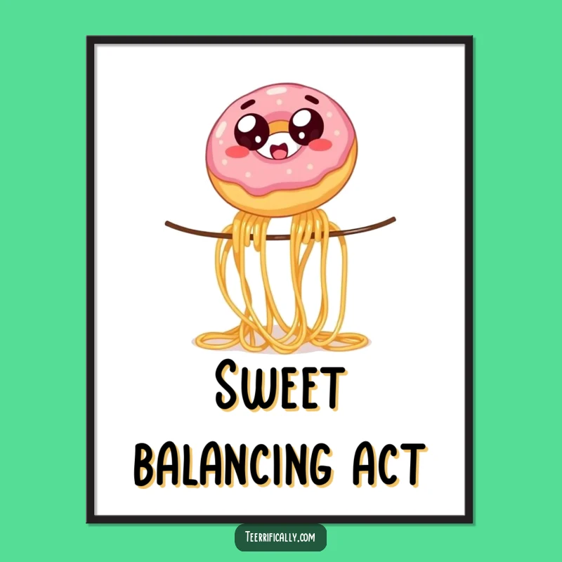 Funny Donut Spaghetti Digital Art: Hilarious Wall Decor for Dessert Lovers