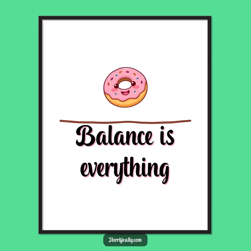 Funny Donut Tightrope Digital Art: Instant Whimsical Decor for Your Walls
