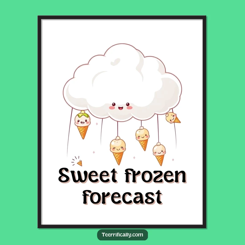 Funny Ice Cream Cloud Digital Art - Cheerful Sweet Print for Instant Joy